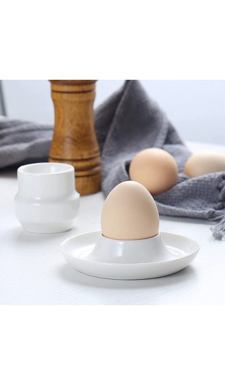 Vastsea 4 Stück Keramik-Eierbecher CremeWeiß Porzellan EierStänder Mit Ablage Eierständer Egg Cup Geeignet für Küche EsszimmerWeiß - B09F5FMT7HP