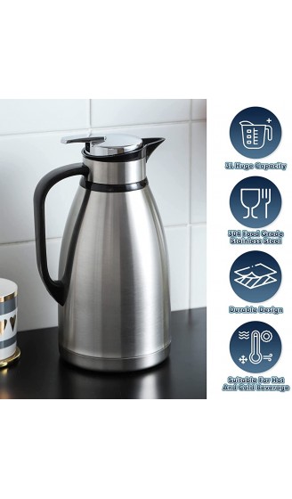 HOUSALE Thermoskanne Isolierkanne Kaffeekanne 3L 304 Edelstahl Doppelwand Vakuum Isolierte für Tee oder Kaffee Quick-Tip-System hält Getränke 24h Kalt & Warm - B09MF1WLYMP