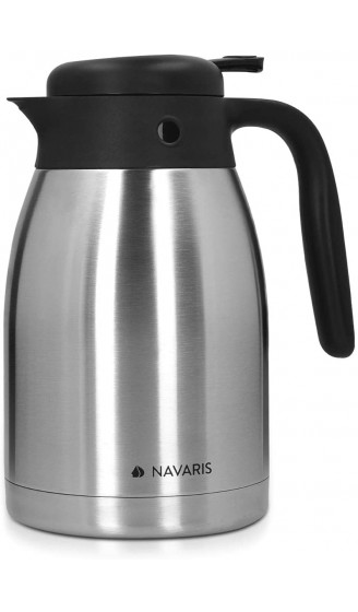 Navaris Isolierkanne Warmhaltekanne aus Edelstahl 1,5l isolierte Kanne für Tee Kaffee für heiße und kalte Getränke auslaufsicher BPA-frei - B0845R6XDB9