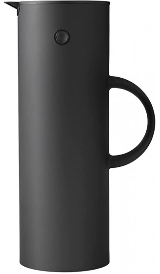 Stelton Isolierkanne EM77 Doppelwandige Isolierkanne für heiße kalte Getränke Tee- & Kaffeekanne mit Glaseinsatz Magnetverschluss Schraubdeckel Vintage-Design 1 Liter Soft Black - B000G6PI3WF