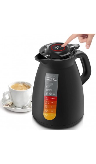 Thermoskanne 1.5L Kaffeekanne mit Temperaturanzeige Isolierkanne Edelstahl 304,Ideal als Vakuum Kaffeekanne oder als Teekanne für zu Hause oder im Büro - B09DKNKDCLS