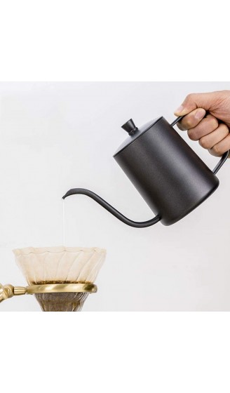 Kaffeekessel mit Deckel OneChois 350ml Edelstahl Kaffeekanne Teekanne Kaffee Kettle mit Schwanenhals Schmaler Auslauf Perfekt für Die Verwendung von Kaffeefiltern & Tee-Zubereitung Black 350ml - B08SW6BD6H4