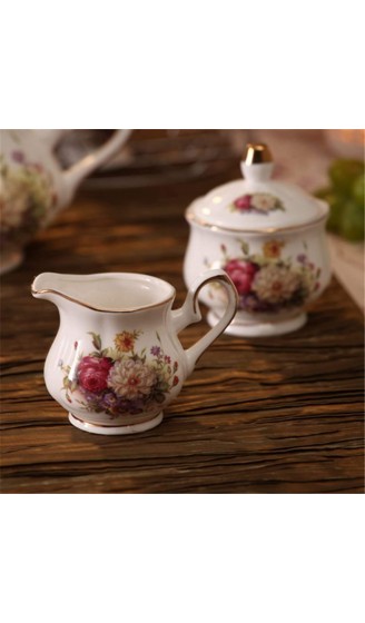 15 Stück Europäischen Keramik Service Kaffee Set Mit Metall Halter Rote Und Weiße Rose Weinlese Tee Set Für Hochzeit Und Haushalt - B01KV1MF28A
