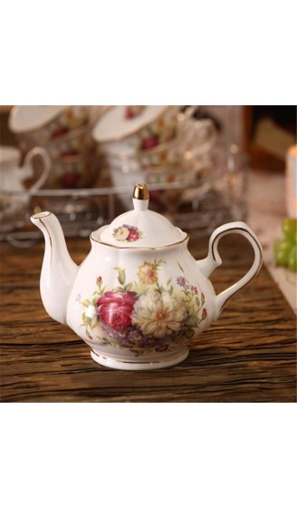 15 Stück Europäischen Keramik Service Kaffee Set Mit Metall Halter Rote Und Weiße Rose Weinlese Tee Set Für Hochzeit Und Haushalt - B01KV1MF28A