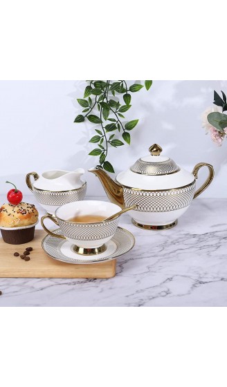 fanquare 11 Stück Englisch Porzellan Tee Sets für Erwachsene,Vintage goldenes Keramik Kaffeeset Teeservice für Hochzeit und Party - B08P5MH6T2V