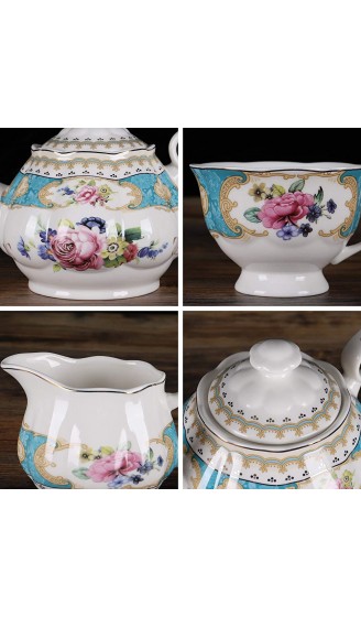 fanquare 15 Stück Englisch Türkis Porzellan Tee Sets,Vintage Rose Blumen Keramik Kaffee Set,Hochzeit Tee Service für Erwachsene - B08GFX4KPYM