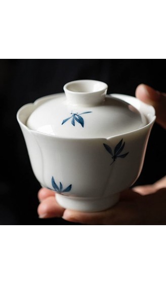KANGDIA 100 ml Teeservice aus Keramik handbemalt Schmetterlings-Orchideenmuster Gaiwan Kung-Fu-Teeset - B09W2RNST3U