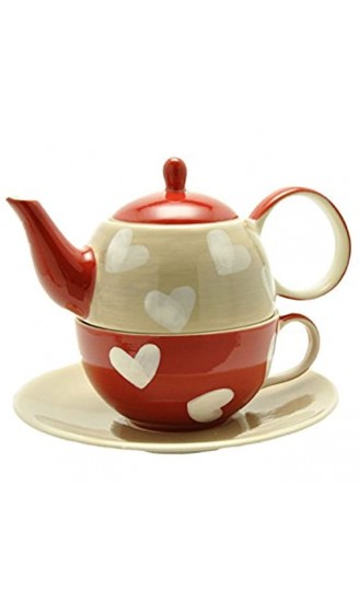Tea for one Set "Corazon" Keramik 4 teilig Kanne: 0,4 l Tasse: 0,2 l - B00MX3M0TGW