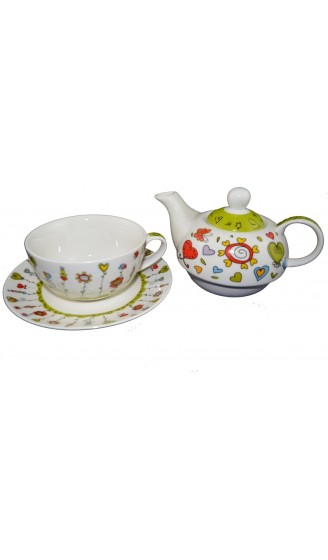 Tea for one Set Teekanne Porzellan mit Tasse und Untertasse in Geschenkbox - B01N6S0EX39
