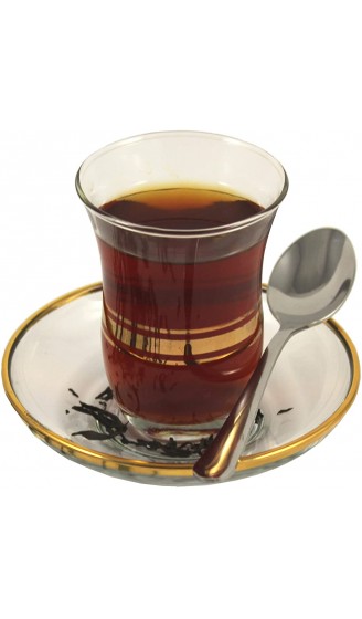 Topkapi 18-TLG Türkisches Tee-Set Leyla-Sultan mit Golddekor 6 Teegläser 6 Untersetzer 6 Teelöffel - B07D3NYWYSS