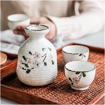 ZLDGYG Weinset Japanischer Sake Set Keramikflagon Weintopf mit Trinkbecher Bar Set 1 Pot + 2 Tassen Color : White Size : 1 Set - B09W5B7JKLJ