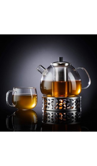 Zoë&Mii Teekanne Glas 1500 ml im Set mit Stövchen Siebeinsatz aus Borosilikatglas Teesieb und Deckel aus Edelstahl für losen Tee und Teebeutel Muttertagsgeschenk, - B07G6V4ZF9W