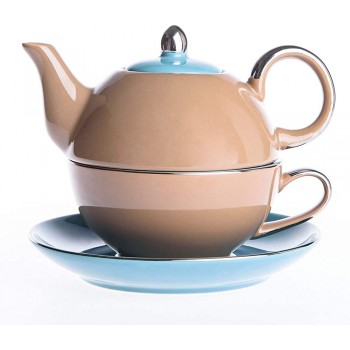 Artvigor Tea for One 3-teilig Kaffee Tee Set Beinhaltet Kanne 400 ml Tasse 250 ml Untertasse Geschenkverpackung - B075HF2YHV4