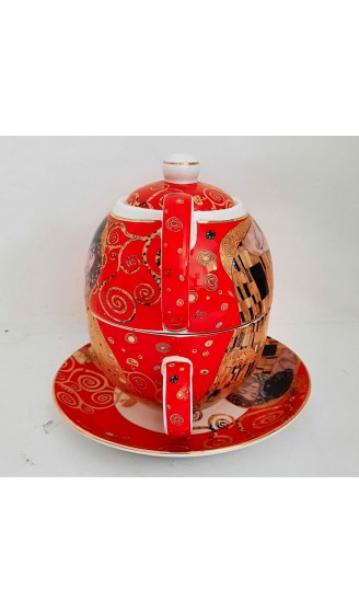 Atelier Harmony Gustav Klimt Tee for One Rot Der Kuss Porzellan mit Geschenkbox NEU - B09DTB2BJLU