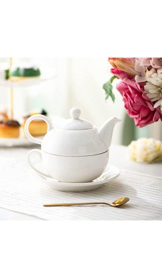 MALACASA Serie Sweet.Time Porzellan Teeservice Teeset 4 teilig Set Teekanne mit Tasse und Untersetzer Teekannen & Kaffekannen - B01LXKRFT5Q