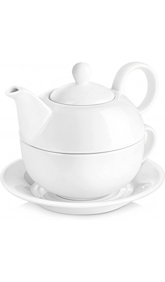 MALACASA Serie Sweet.Time Porzellan Teeservice Teeset 4 teilig Set Teekanne mit Tasse und Untersetzer Teekannen & Kaffekannen - B01LXKRFT5I