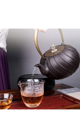 MJMJ Teekessel 1.2L Handgemachte Japanische Gusseisen-Teekannen Tetetubin-Tee-Kessel-Set Mit Kupfer-Topfdeckel Anti-Rost-unbeschichtete Oxidierte Innenwand Teekanne - B08Y75LKL4N