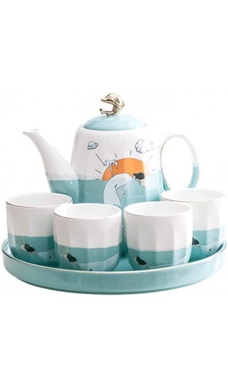 NXYJD Tee Set Cups und Becher Home Nordic Teekanne Wohnzimmer Keramik Wasservorrichtungen Fünf-teiliges Mit Tray Teaware-Sets - B08XZPGLXR6