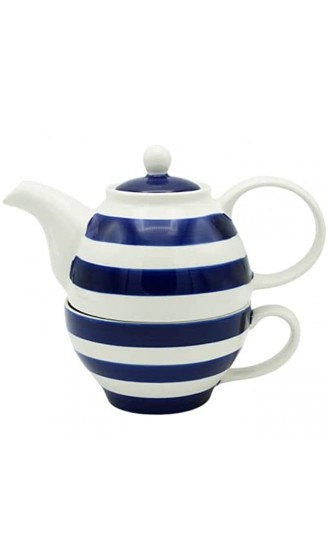 Tee-Set für 1 Person gestreift Blau Weiß - B099F9L2WP3