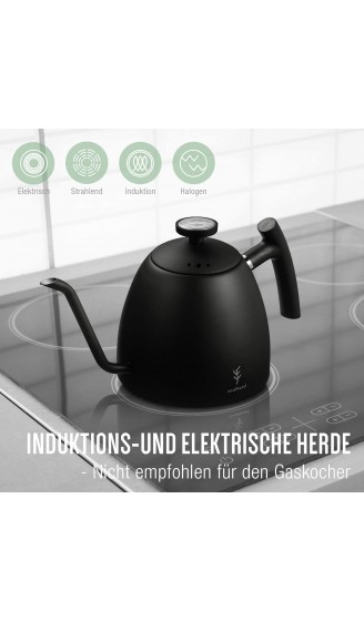 1.5L 50oz Handbrüh-Kaffeekessel mit Thermometer schwarzer Schwanenhals Wasserkocher Tropfbrühkaffee Kaffeekanne Teekanne mit 3-lagigem Edelstahlboden Wasserkessel für Induktions-Elektroherd - B0837JGLQSR