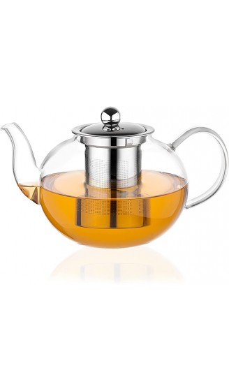 Amisglass Teekanne Glas mit Sieb 1300ML Große Glaskanne für Tee Glas Teebereiter mit Abnehmbare 18 8 Edelstahl-Sieb Hitzebeständig & Hochwertig Ideal zur Zubereitung von losem Tee - B0967Z8QQVJ