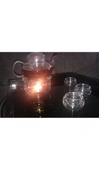 Beddingleer Teekanne aus Glas 600 mL Teebereiter + 6 Tea Tassen + Wärmer mit Glasfilter und Glasdeckel aus hochwertigem Borsilikatglas - B01MFD4MSOL