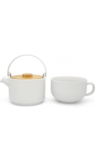 Bredemeijer weißes Mattes Keramik Tea-for-one Set 0.5 Liter 2-teilig - B0842QR7PPF