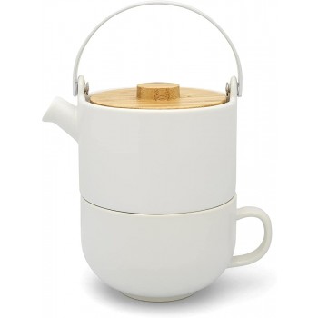 Bredemeijer weißes Mattes Keramik Tea-for-one Set 0.5 Liter 2-teilig - B0842QR7PPF