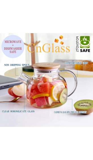 CnGlass Glas Teekanne Herdsicher 30,4 Unzen klare Teekannen mit abnehmbarem Filterauslauf Teekanne für lose Blätter und blühenden Tee - B09M3SB93JF