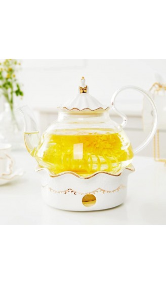 DUJUST Teekannen mit Stövchen Set Luxuriöses Britisches Design mit Reliefdekor und Goldverzierungen Handgefertigte Klare Teekanne Glas Teekanne mit Siebeinsatz herdfestes Teeparty-Geschenk 1.2L - B09FXPZ84BI