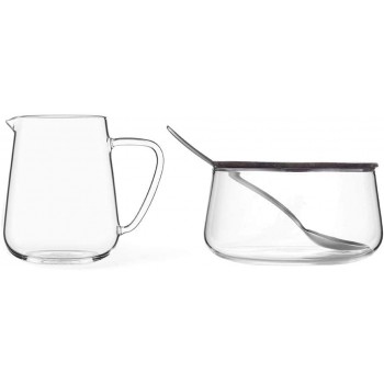 Milch und Zucker-Set aus Glas mit Edelstahl-Löffel sehr leicht und dünnwandig bleibt klar - B07CXZQBM74