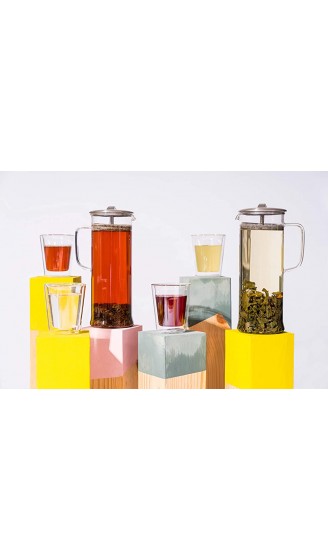 P & T Cylinder Pot Hitzebeständige Borosilikatglas Teekanne modernes Design für heiß und kalt gebrauten Tee groß 1.000ml 33.8oz - B07DKBB153W