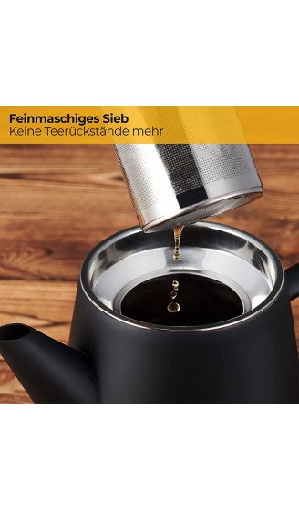 SILBERTHAL Teekanne mit Siebeinsatz 1l Edelstahl Doppelwandig Schwarz Version 2021 - B07M5B5KMME