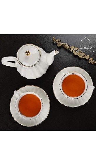 Sweejar Home Königliche Teekanne Keramik-Teekanne mit abnehmbarem Edelstahl-Aufguss Blühende & Loseblatt-Teekanne 795 MLWeiß - B07X39W7M62