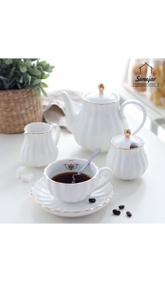 Sweejar Home Königliche Teekanne Keramik-Teekanne mit abnehmbarem Edelstahl-Aufguss Blühende & Loseblatt-Teekanne 795 MLWeiß - B07X39W7M6U