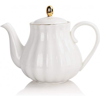 Sweejar Home Königliche Teekanne Keramik-Teekanne mit abnehmbarem Edelstahl-Aufguss Blühende & Loseblatt-Teekanne 795 MLWeiß - B07X39W7M6F