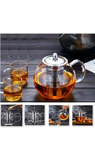 Transparente Glas-Teekanne Glas-Teekanne mit herausnehmbarem Teesieb sicherer Wasserkocher Blooming und lose Teeblätter 650 ml - B07ZR7LHFQ9