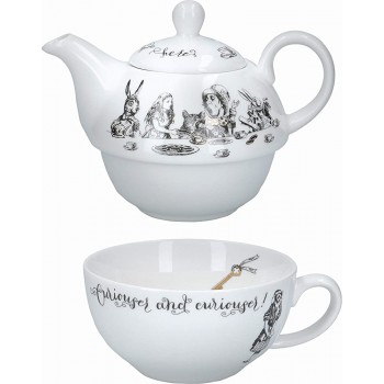 V&A VAAWT41 Alice in Wonderland Tea for One Teekanne und Tasse im Geschenkkarton Porzellan - B083PBT8HLW