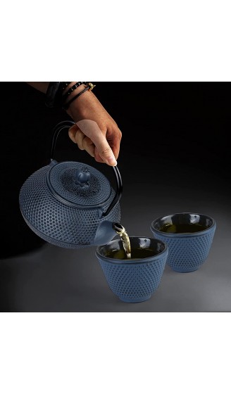 Vobeiy Teekanne aus Gusseisen japanischen,Asiatische Tee Kanne mit herausnehmbarem Edelstahl-Sieb Teekessel im japanischen Stil Basis und 2 Tassen - B09BF7RSQ72