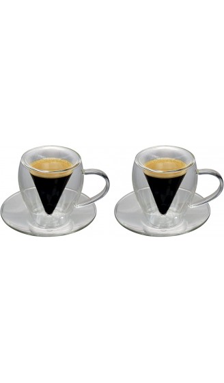 Spikey 2X 70ml doppelwandige Spitzglas-Tassen rund + 2 SPITZLÖFFEL 18 10 Tassen mit Henkel und Untersetzer für Ihren besonderen Espresso by Feelino - B01M0WH5X59