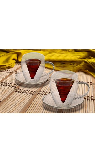 Spikey 2X 70ml doppelwandige Spitzglas-Tassen rund + 2 SPITZLÖFFEL 18 10 Tassen mit Henkel und Untersetzer für Ihren besonderen Espresso by Feelino - B01M0WH5X59
