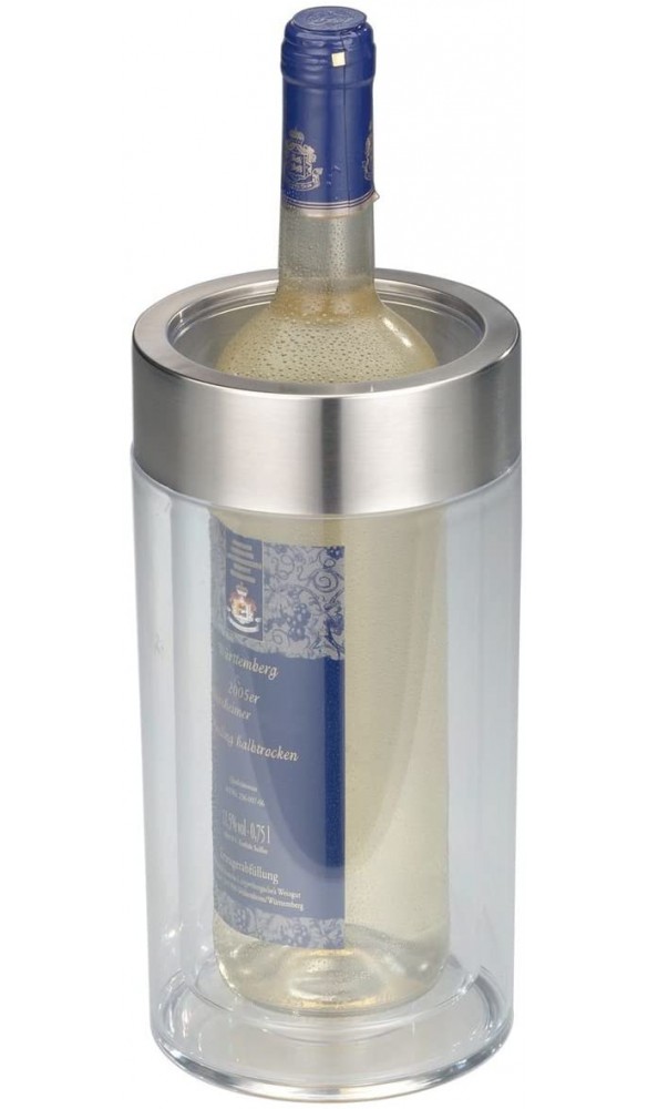 axentia Flaschenkühler transparent Behälter zum Kühlen von Wein Sekt Champagner oder Softdrinks Getränkekühler doppelwandig Maße: ca. Ø 12 x H 19.5 cm - B073H8MBJWJ