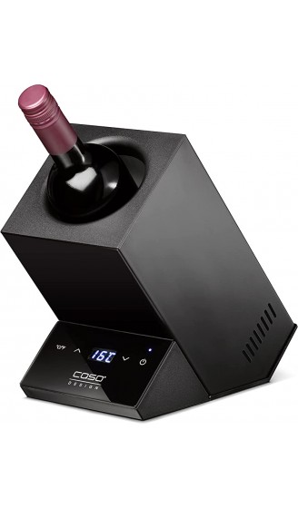 CASO WineCase One Black Design Weinkühler für eine Flasche Temperaturbereich von 5-18°C für Flaschen bis 9 cm Ø Sensor-Touch Bedienung Schwarzes Edelstahlgehäuse - B09CN6NNRB7