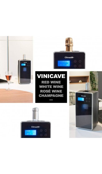 CLIMADIFF VINICAVE Flaschenkühler Schnelles Abkühlen der Flasche Mehr als dreißig vordefinierte Temperaturen stehen zur Verfügung um Ihren Wein unter den besten Bedingungen zu verkosten - B01N2QWU32E