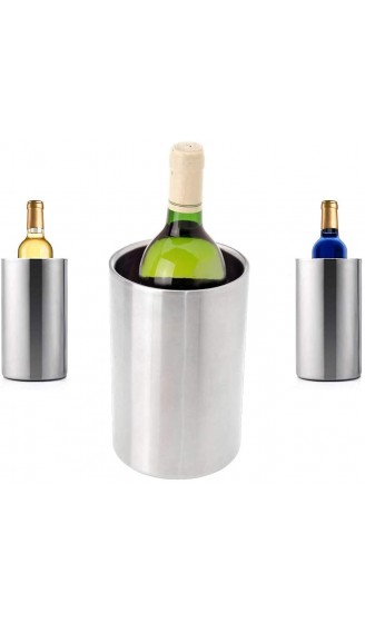 DRULINE Weinkühler Flaschenkühler Sektkühler Edelstahl | H x Ø 18 cm x 12cm | Silber - B013B6NYK2Y