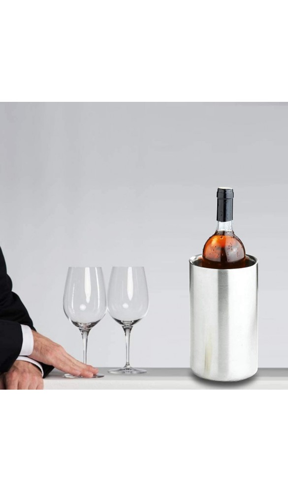 DRULINE Weinkühler Flaschenkühler Sektkühler Edelstahl | H x Ø 18 cm x 12cm | Silber - B013B6NYK2Y