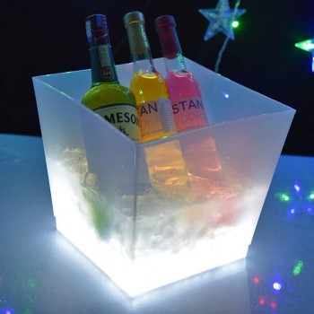 Quadratischer Eiskübel LED 10L Kunststoff-Acryl-Sektkübel Transparenter leuchtender Eiskübel für KTV Bar Home Hochzeit für Wein und Champagner - B09LHKK2L1H