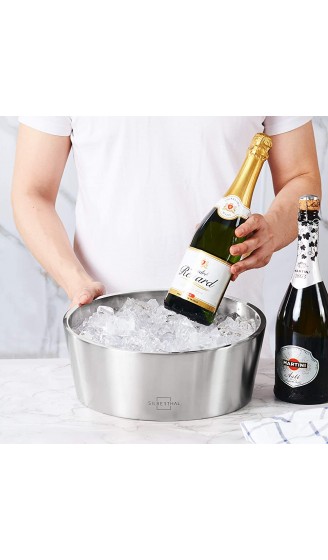 SILBERTHAL Champagnerkühler Edelstahl Kühler mit doppelwandiger Isolierung und Kühlmanschette Sektkühler 5 Liter - B085LKD1MQA