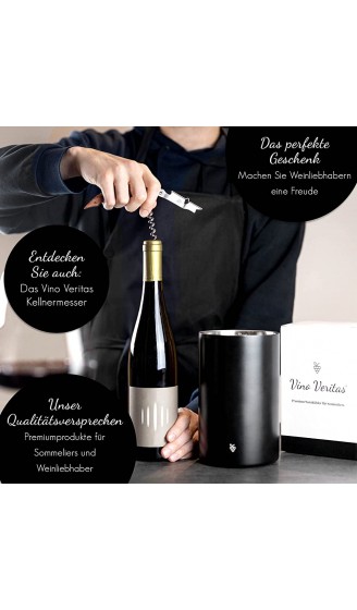 Vino Veritas® Weinkühler Edelstahl in Schwarz Doppelwandiger Flaschenkühler für Wein Sekt und Champagner mit Gratis Sommelier eBook - B09HY8D6CM3