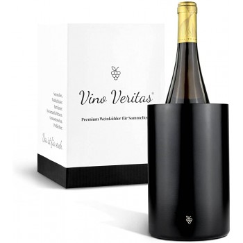 Vino Veritas® Weinkühler Edelstahl in Schwarz Doppelwandiger Flaschenkühler für Wein Sekt und Champagner mit Gratis Sommelier eBook - B09HY8D6CM3